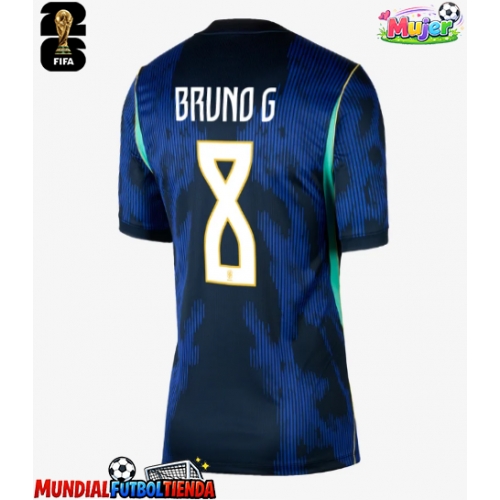 Camiseta Brasil Bruno Guimaraes #8 Segunda Equipación Replica Mundial 2026 para mujer mangas cortas